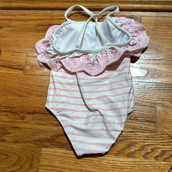 Janie and Jack Pink striped bathing suit with appliqué details! - Picture 7 of 7